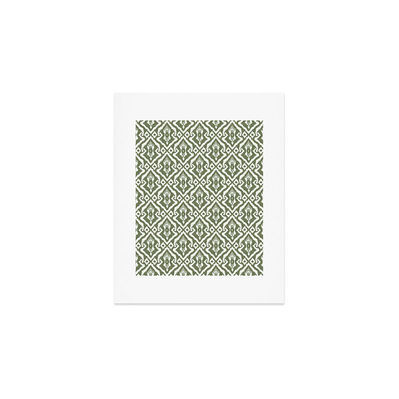 Modern Ikat Lush Green Art Print Gallery Image 1