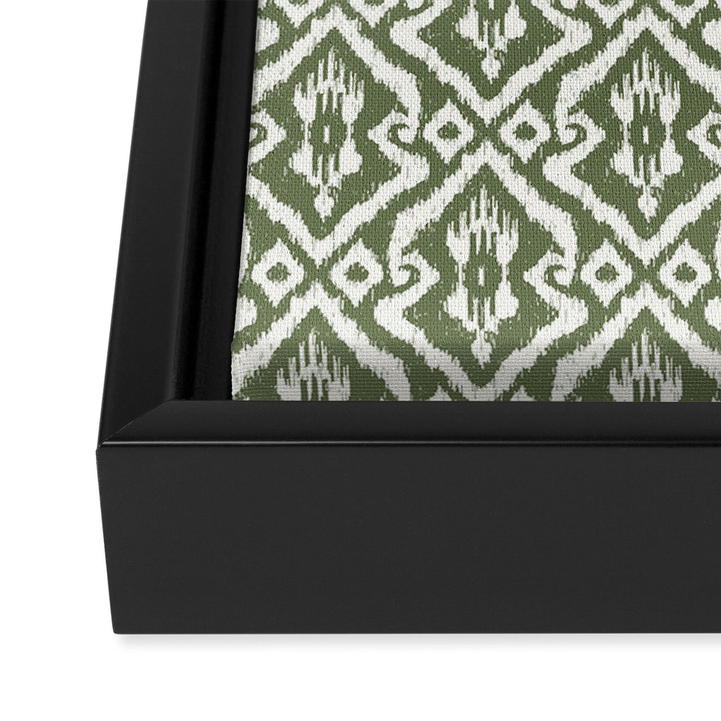 Modern Ikat Lush Green Framed Canvas Print Gallery Image 3