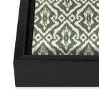 Modern Ikat Lush Green Framed Canvas Print Gallery Image 3