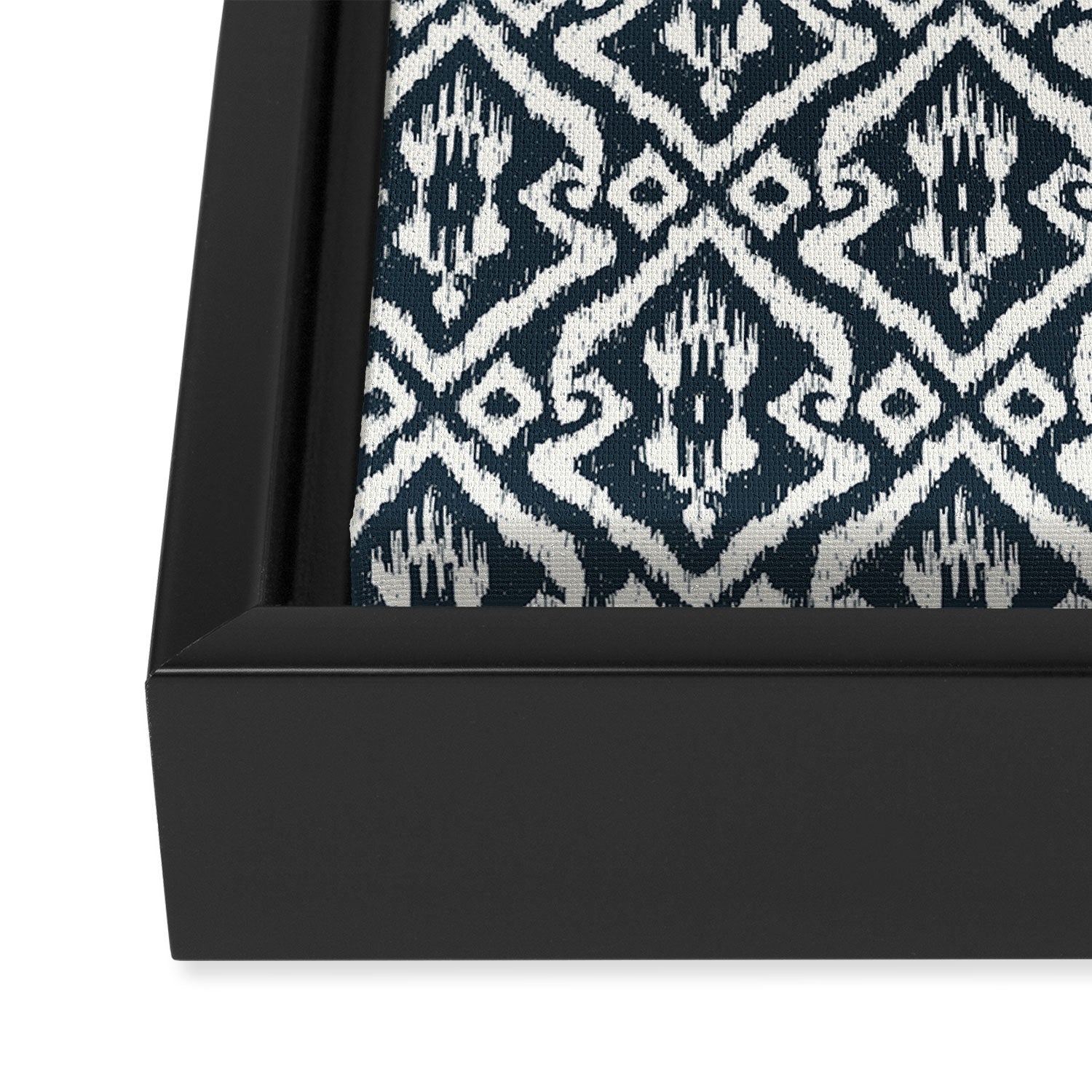 Modern Ikat . Navy Framed Canvas Print Gallery Image 3