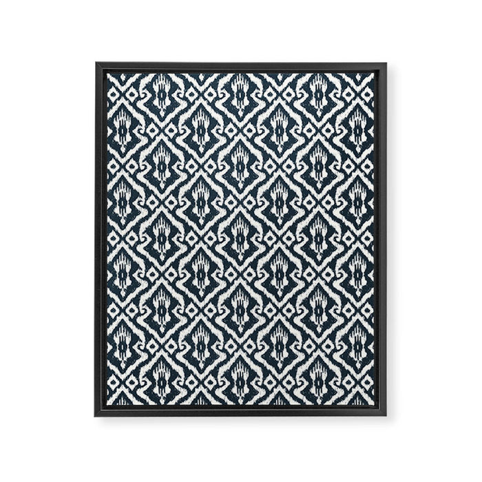 Modern Ikat . Navy Framed Canvas Print Gallery Image 1