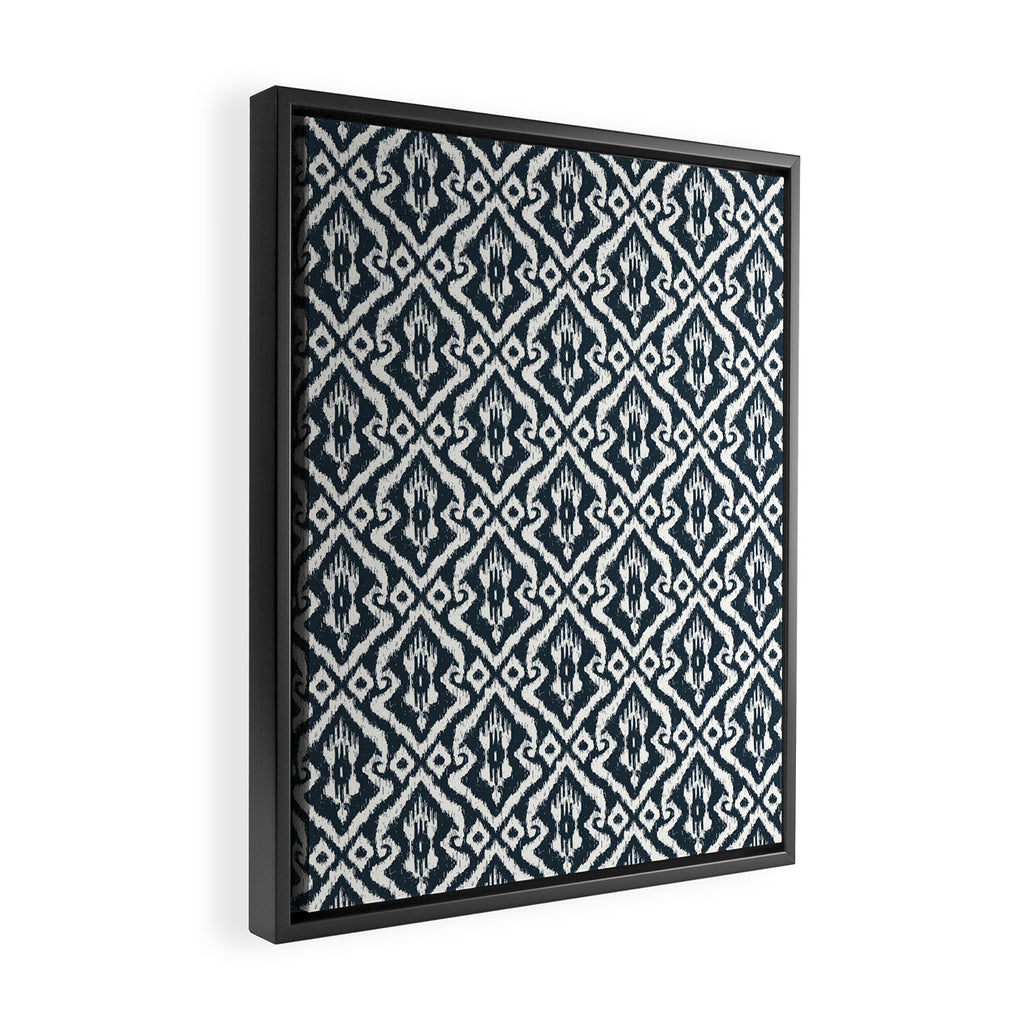 Modern Ikat . Navy Framed Canvas Print Gallery Image 2