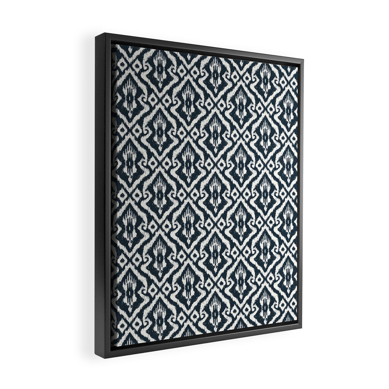 Modern Ikat . Navy Framed Canvas Print Gallery Image 2