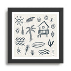 Modern Surf Shack . Navy Framed Art Print Gallery Image 1