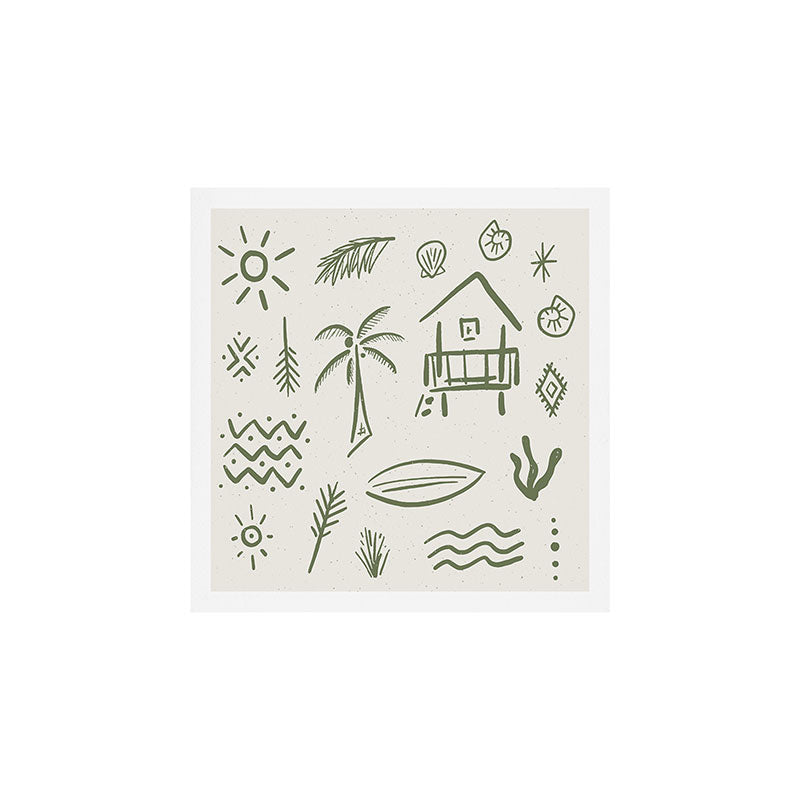 Modern Surf Shack . Paradise Green Art Print Gallery Image 1