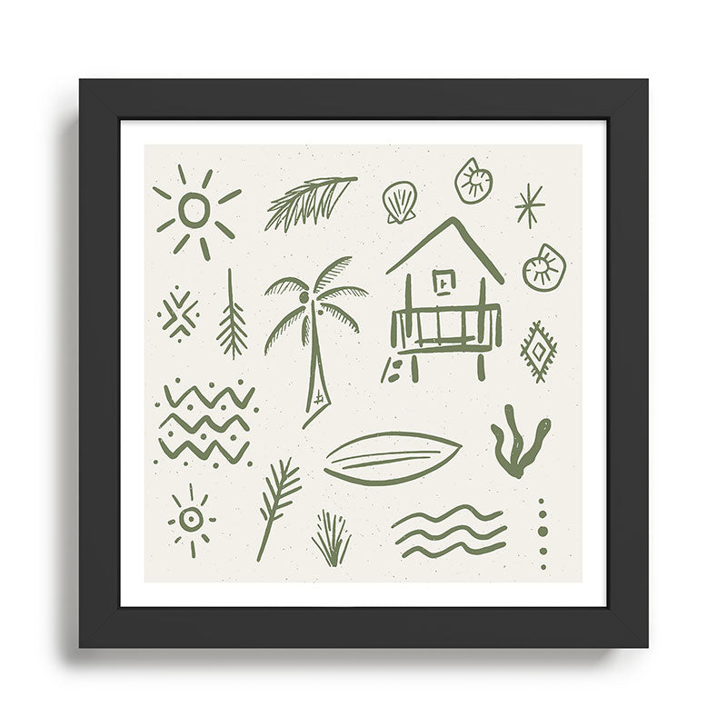Modern Surf Shack . Paradise Green Framed Art Print Gallery Image 1