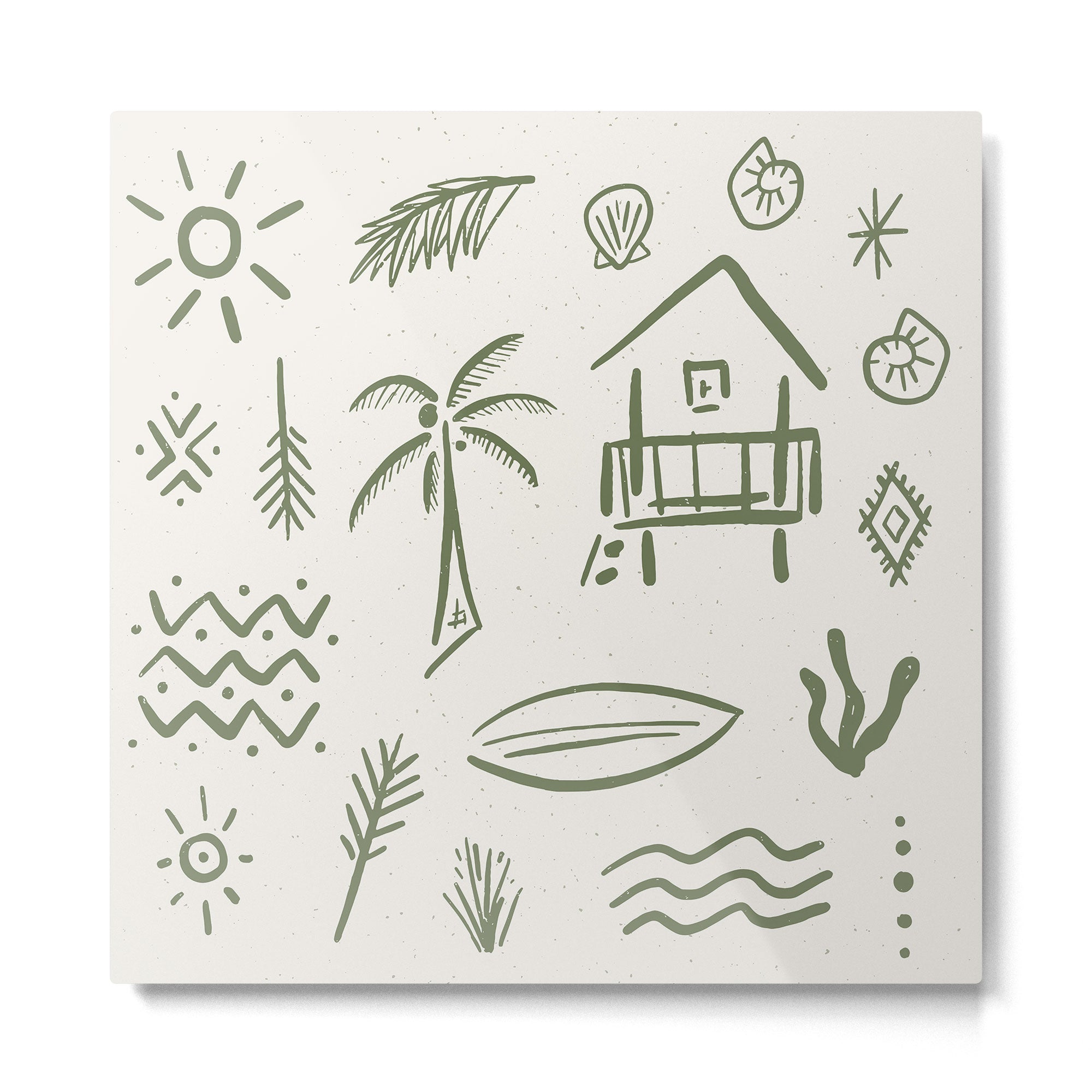 Modern Surf Shack . Paradise Green Metal Print Gallery Image 2