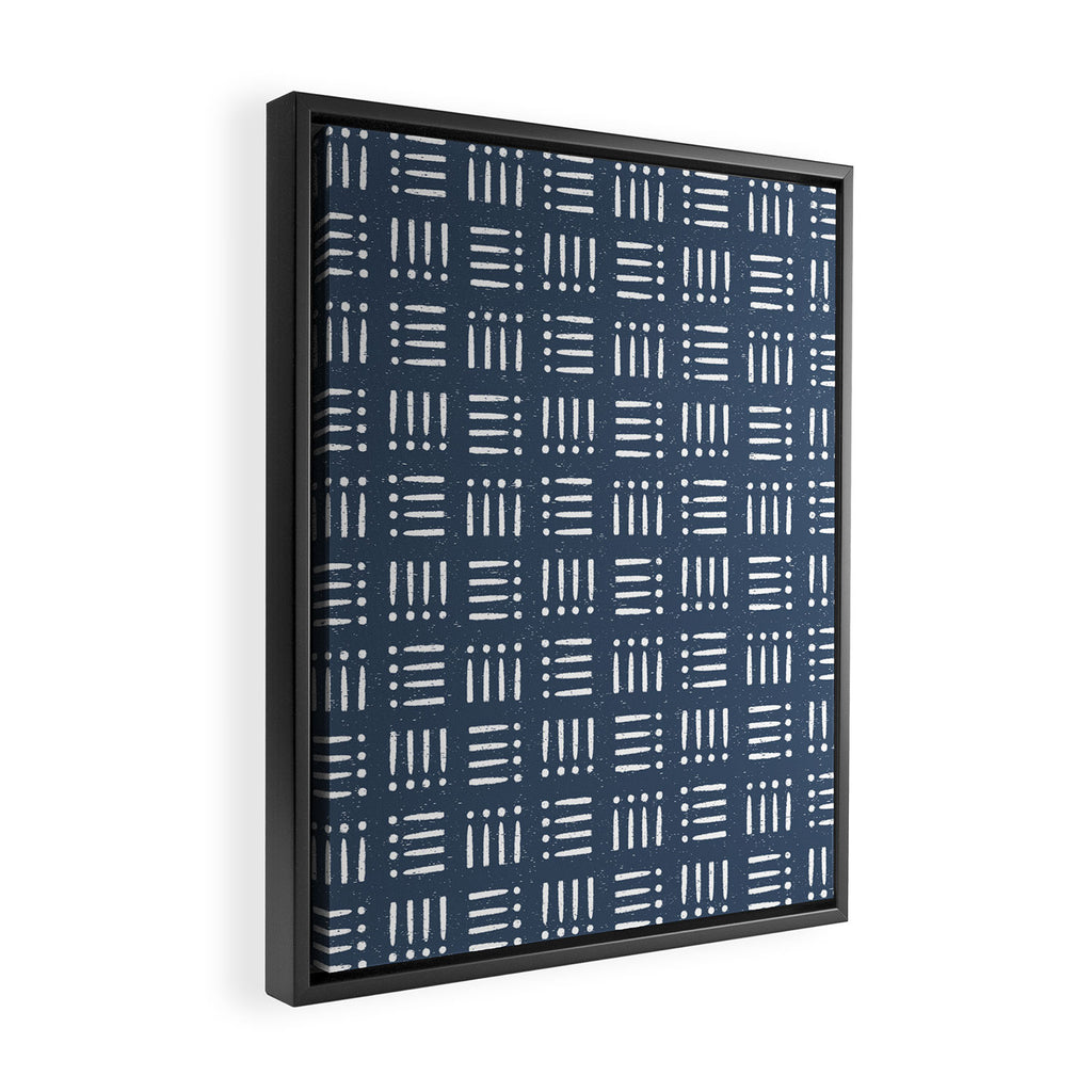 Mudcloth | Classic Blue Framed Canvas Print Gallery Image 2