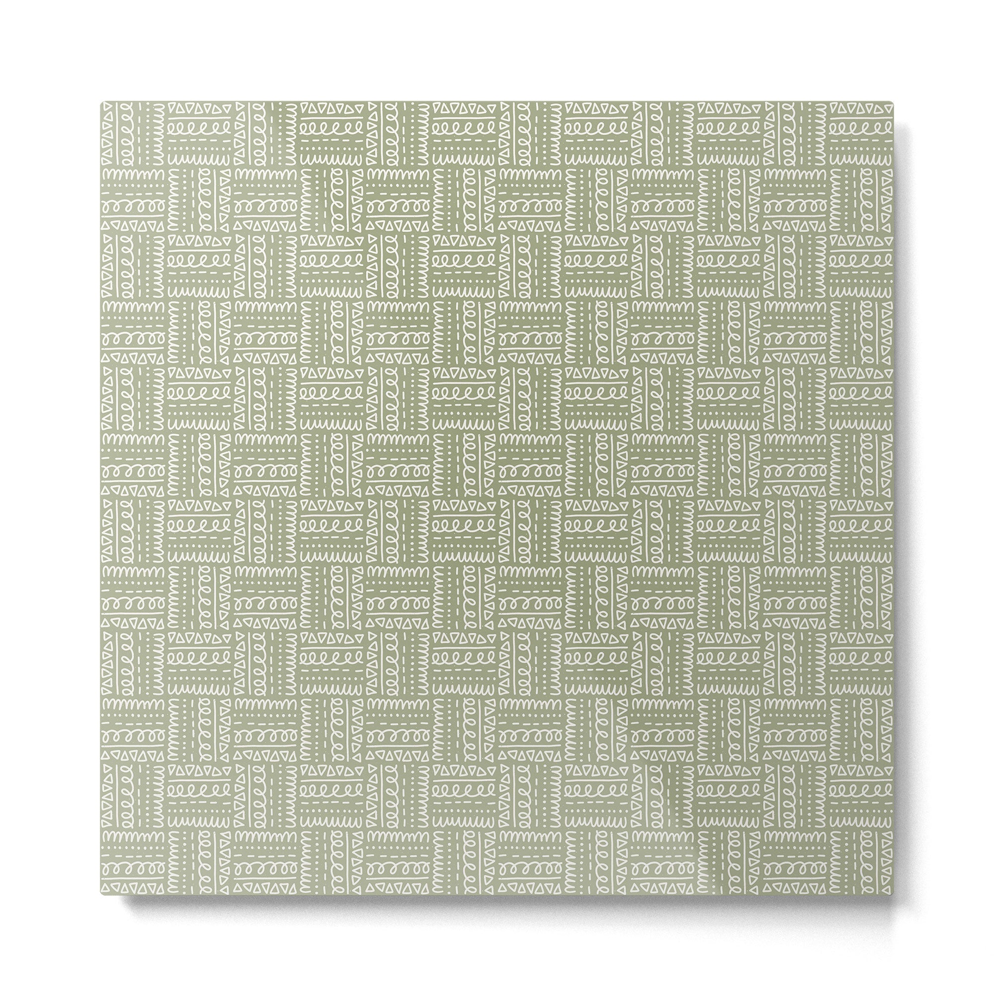 Mudcloth Doodle Squares . Lush Green Metal Print Gallery Image 2