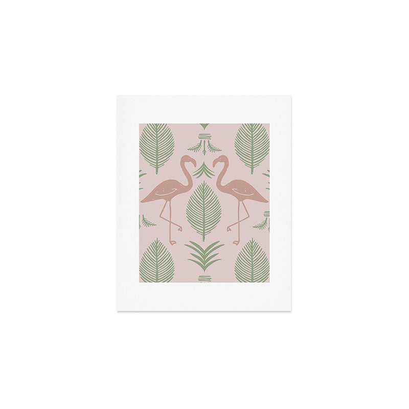 Palm Flamingos . Light Blush Art Print Gallery Image 1