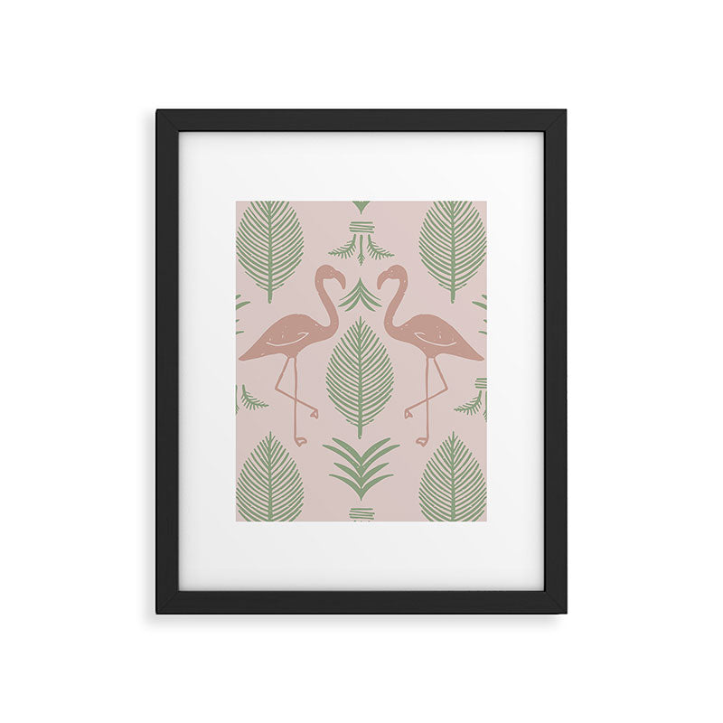 Palm Flamingos . Light Blush Framed Art Print Gallery Image 5
