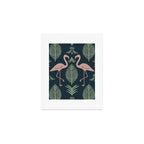 Palm Flamingos . Navy Art Print Gallery Image 1