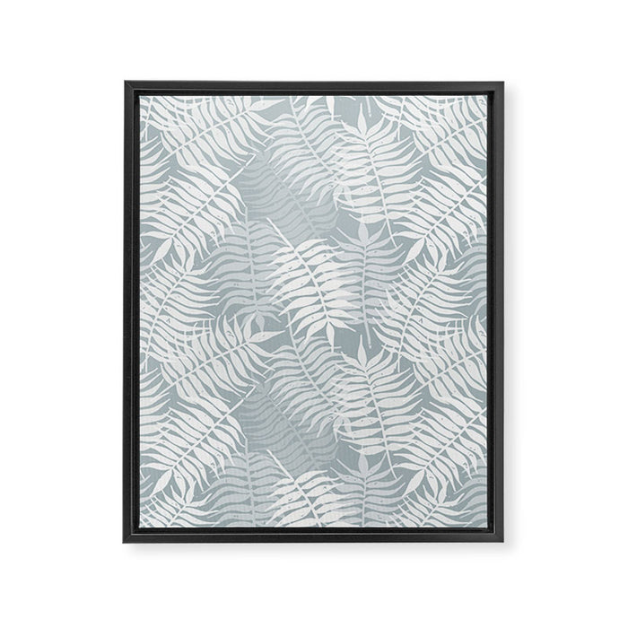 Palm leaves . Coastal blue Framed Canvas Print Gallery Image 1