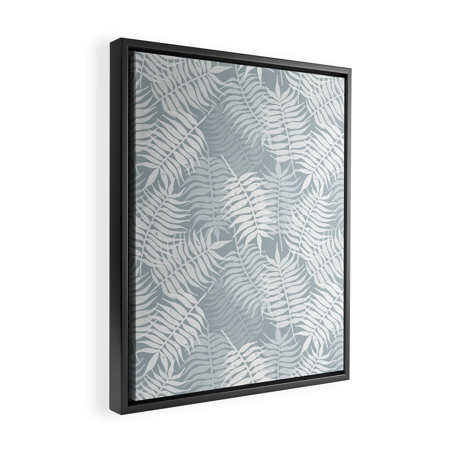 Palm leaves . Coastal blue Framed Canvas Print Gallery Image 2