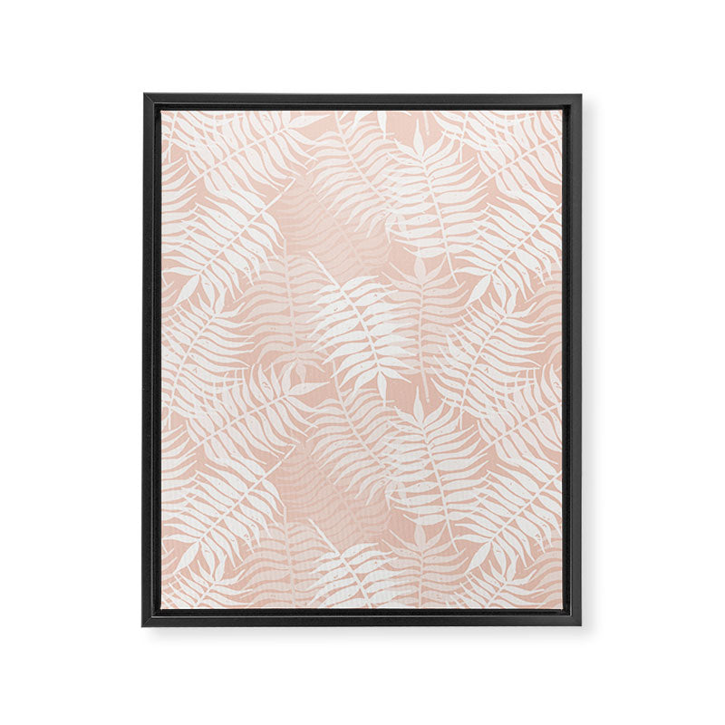 Palm Leaves . Peachy Pink Framed Canvas Print Gallery Image 8