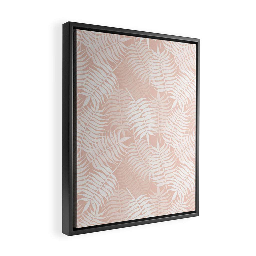 Palm Leaves . Peachy Pink Framed Canvas Print Gallery Image 2