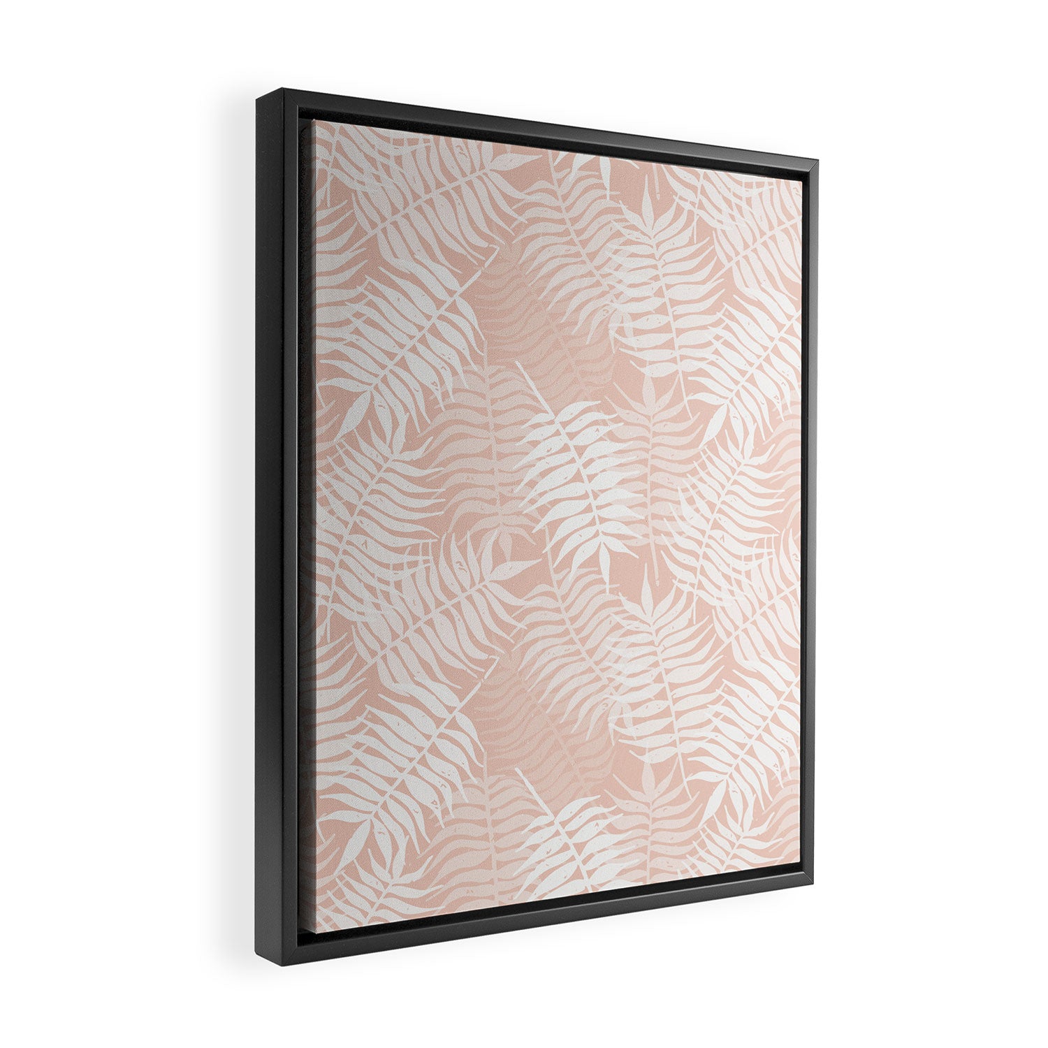 Palm Leaves . Peachy Pink Framed Canvas Print Gallery Image 2