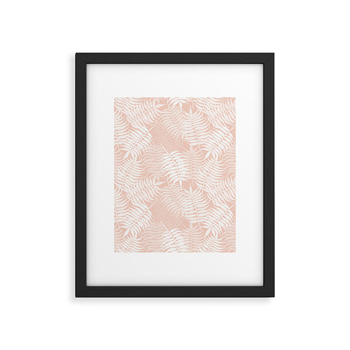 Palm Leaves . Peachy Pink Framed Art Print Gallery Image 1