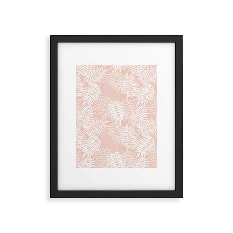 Palm Leaves . Peachy Pink Framed Art Print Gallery Image 6