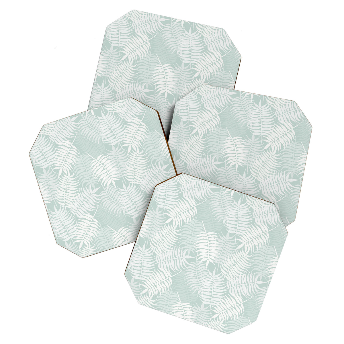 Palm Leaves . Soft Aqua Coaster Gallery Image 1