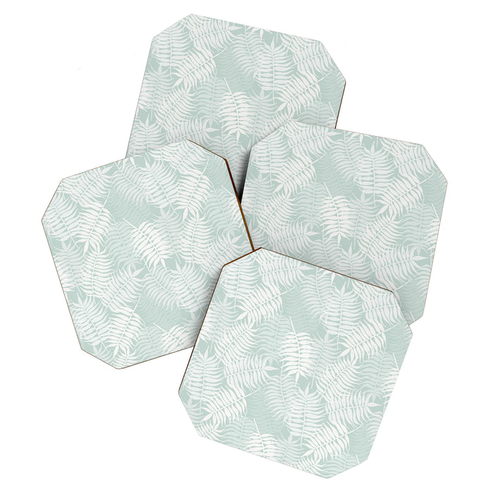 Palm Leaves . Soft Aqua Coaster Gallery Image 1
