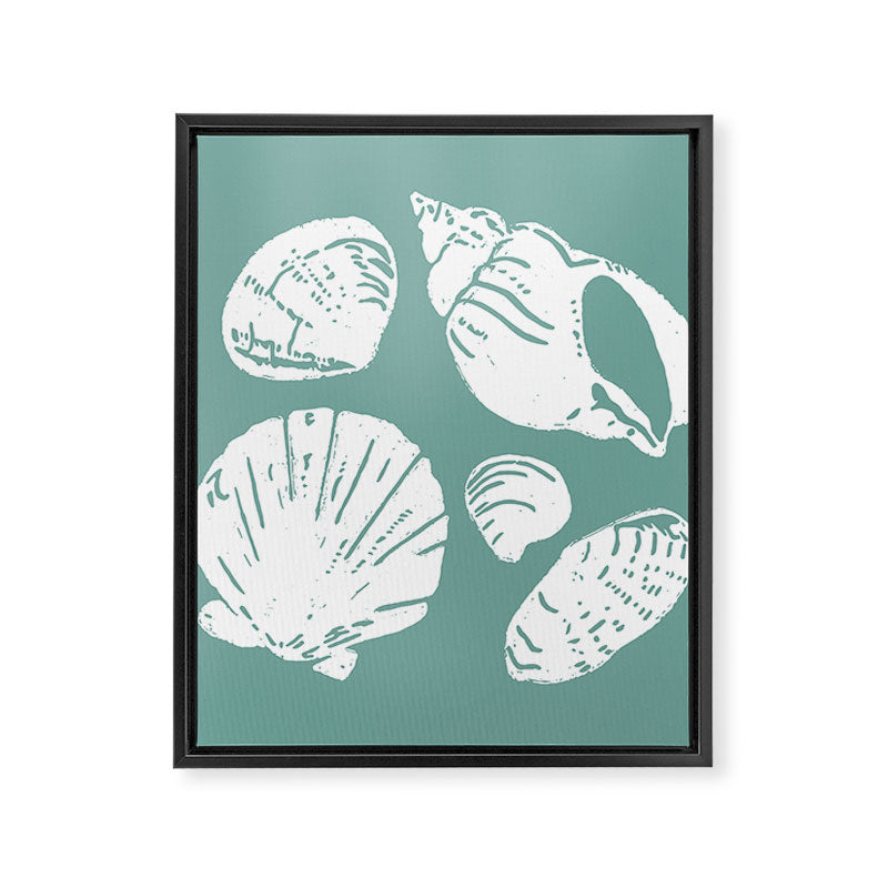 Shells . Teal Framed Canvas Print Gallery Image 8