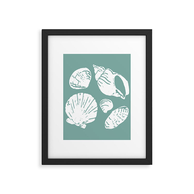 Shells . Teal Framed Art Print Gallery Image 6