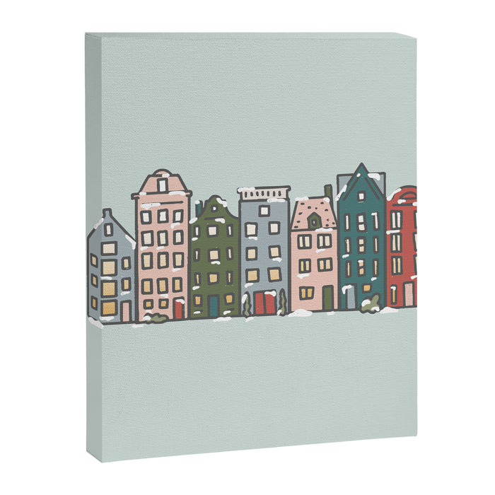Snow Capped Row Houses Canvas Print Gallery Image 1