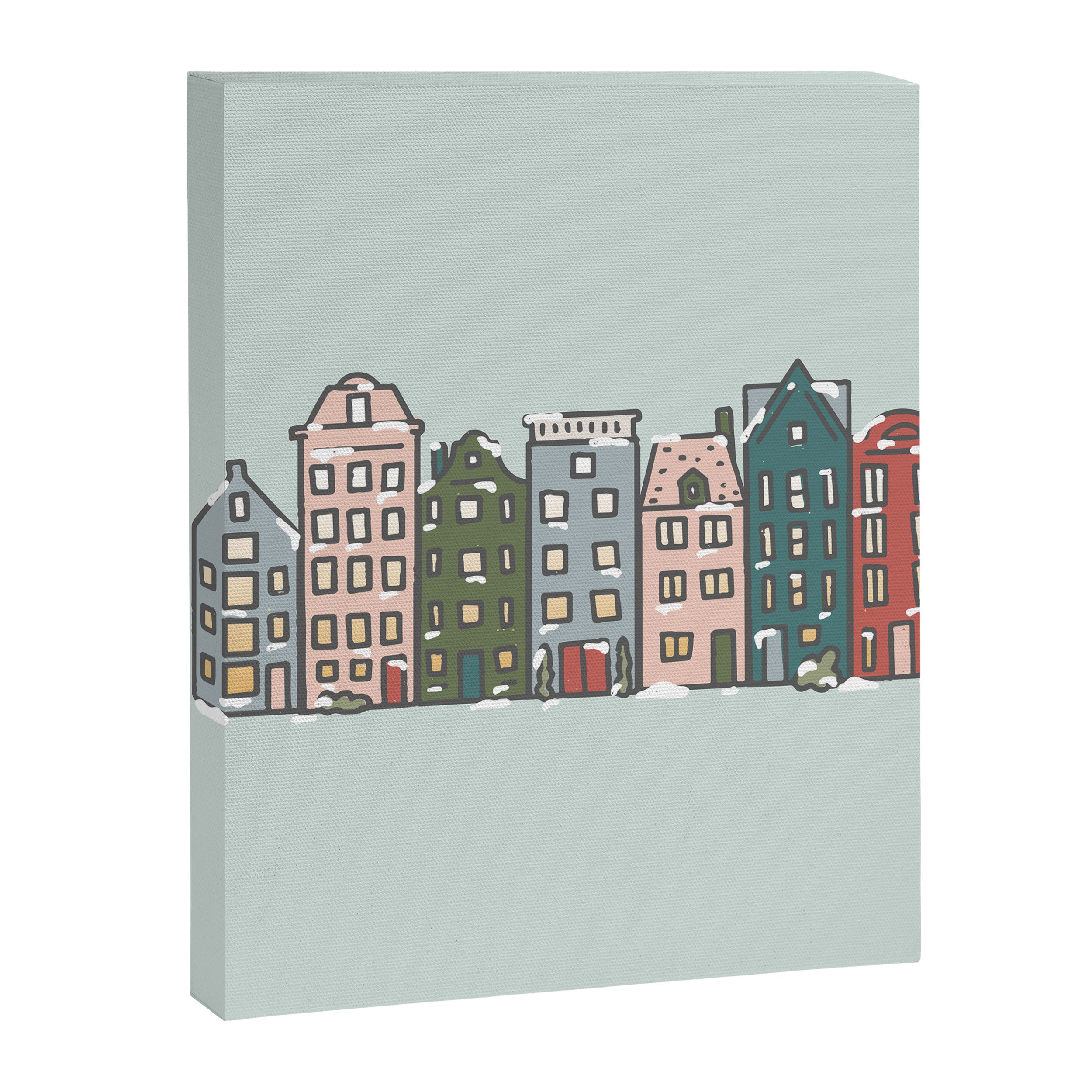Snow Capped Row Houses Canvas Print Gallery Image 8