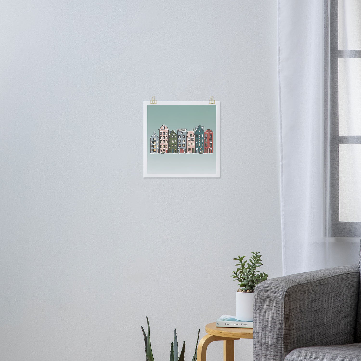 Snow Capped Row Houses Art Print Gallery Image 3