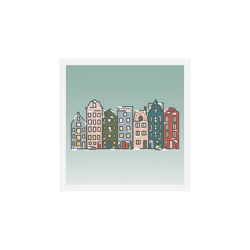 Snow Capped Row Houses Art Print Gallery Image 1