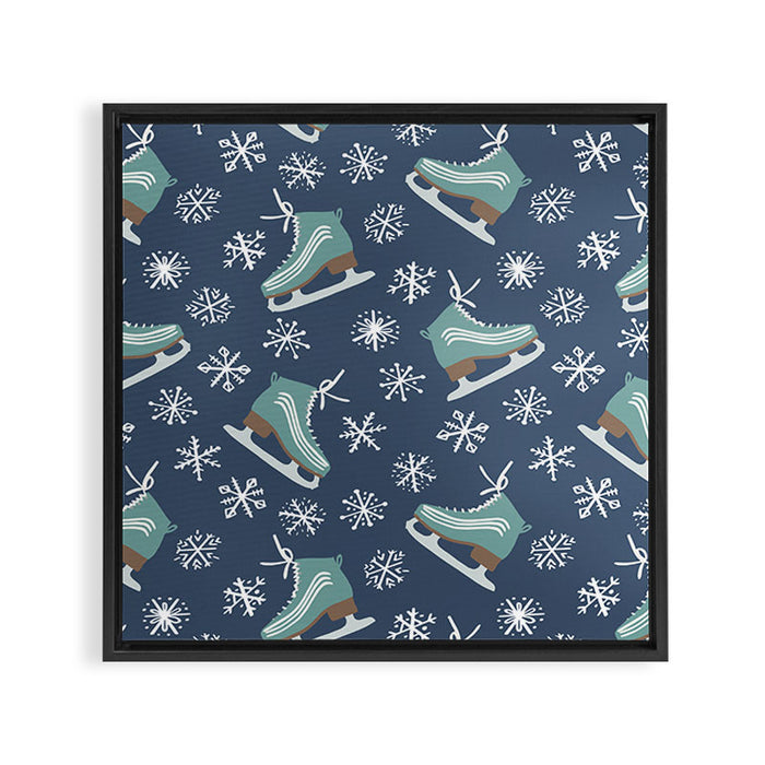 Snowy Ice Skates Framed Canvas Print Gallery Image 1