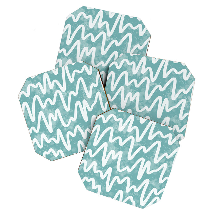 Squiggles . Turquoise Coaster Gallery Image 1