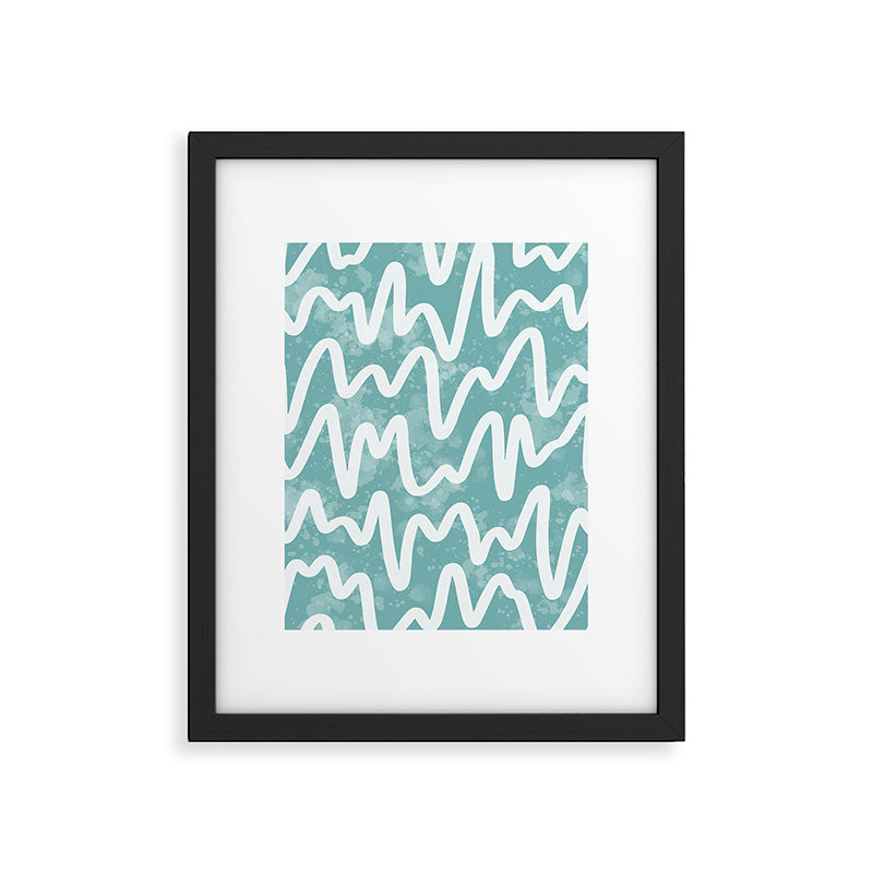 Squiggles . Turquoise Framed Art Print Gallery Image 6