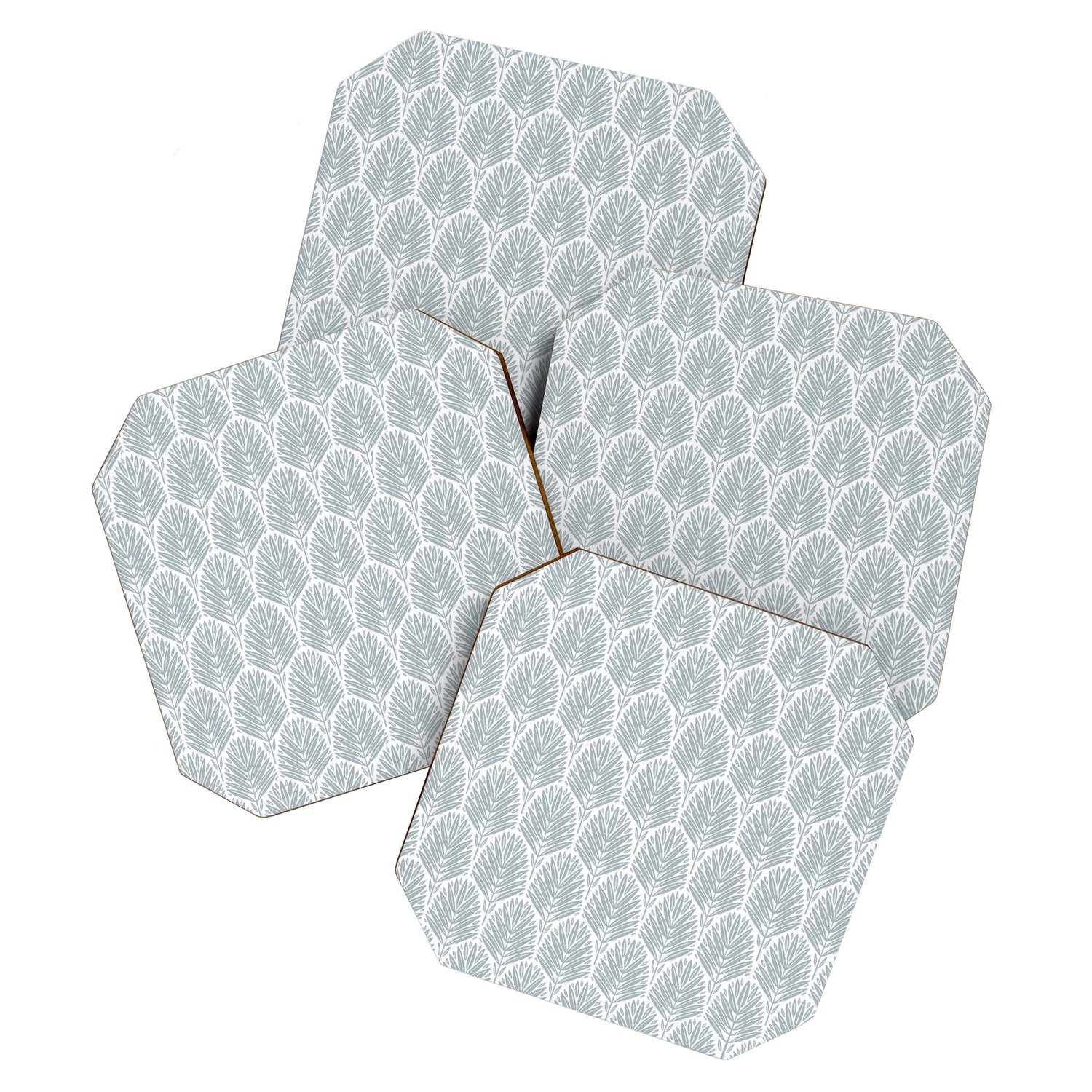 Stamped Palm Fronds Coastal Blue Coaster Gallery Image 1