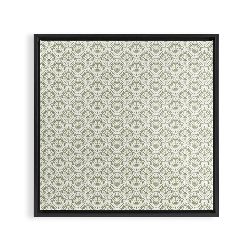 Surfside Deco . Lush Green on Neutral Framed Canvas Print Gallery Image 3