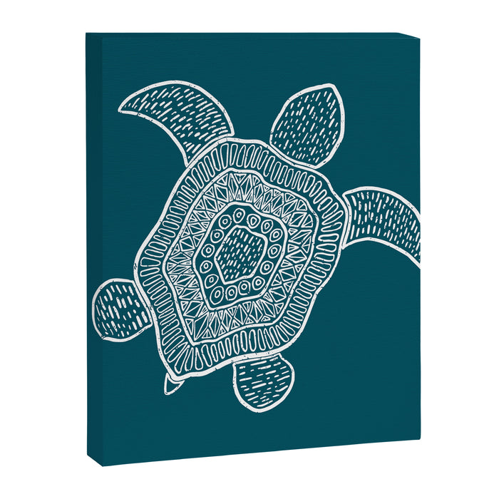 Tropical Turtle | Lagoon Blue  Canvas Print Gallery Image 1