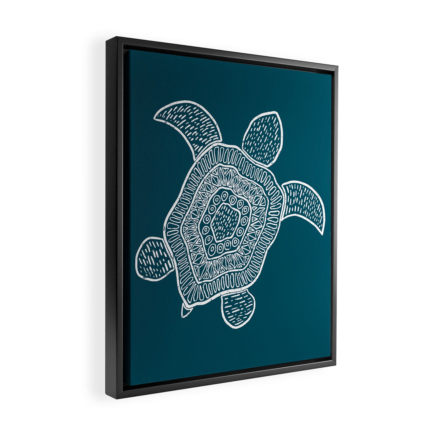 Tropical Turtle | Lagoon Blue  Framed Canvas Print Gallery Image 2