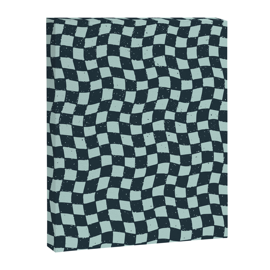 Wavy Checks . Ocean Blue Canvas Print Gallery Image 6