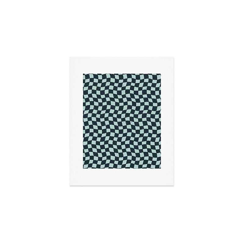 Wavy Checks . Ocean Blue Art Print Gallery Image 1