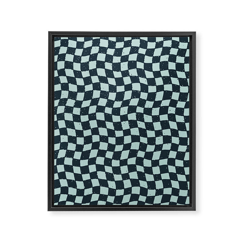 Wavy Checks . Ocean Blue Framed Canvas Print Gallery Image 6