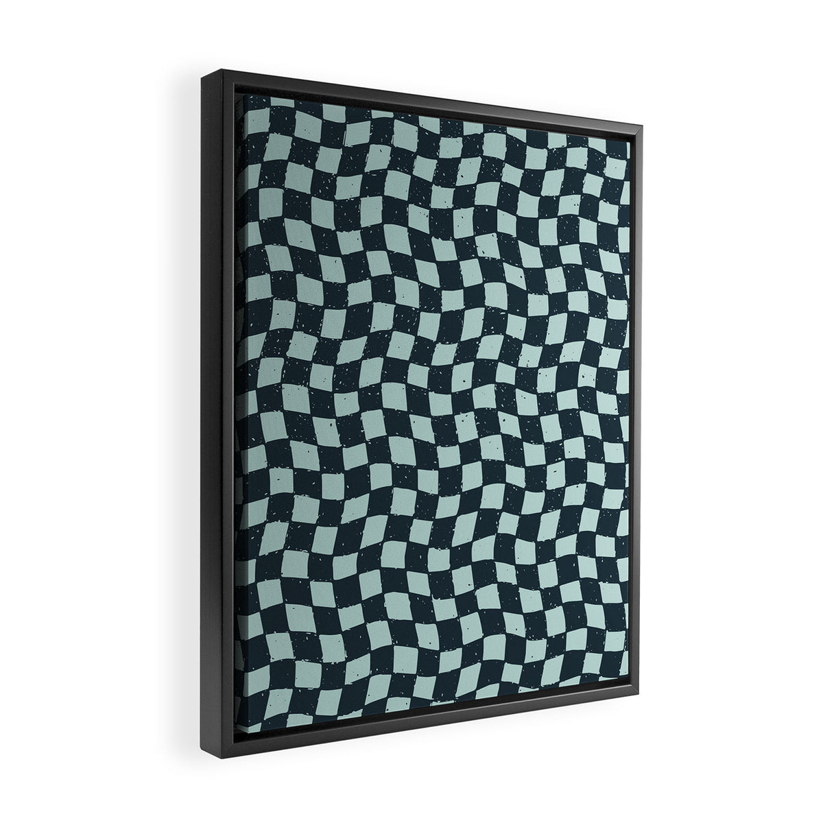 Wavy Checks . Ocean Blue Framed Canvas Print Gallery Image 2