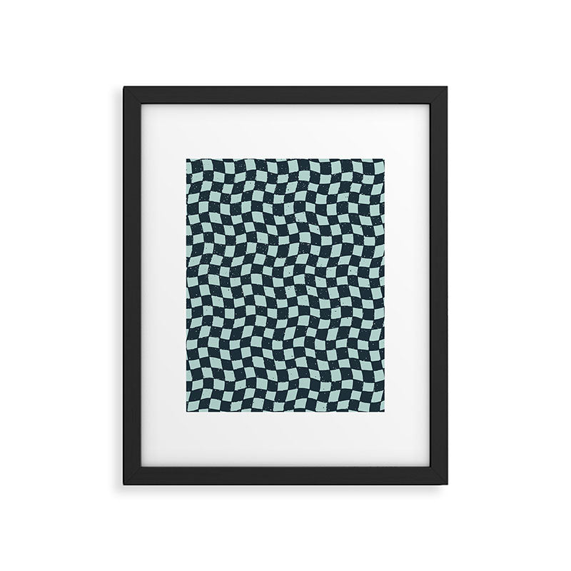 Wavy Checks . Ocean Blue Framed Art Print Gallery Image 5