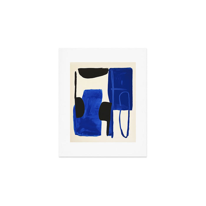 Abstract Blue Brushstrokes Minimalist Painting Art Print Gallery Image 1