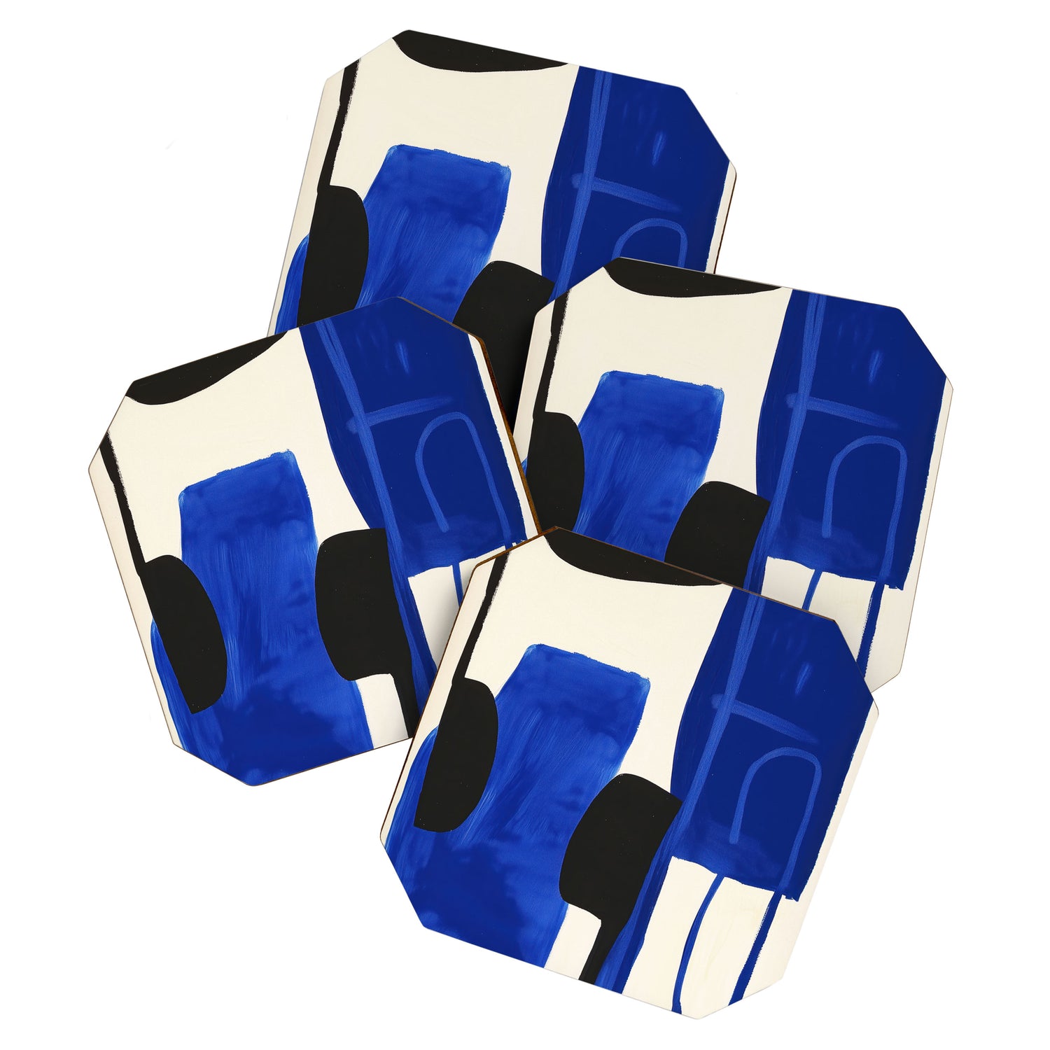 Abstract Blue Brushstrokes Minimalist Painting Coaster Gallery Image 1