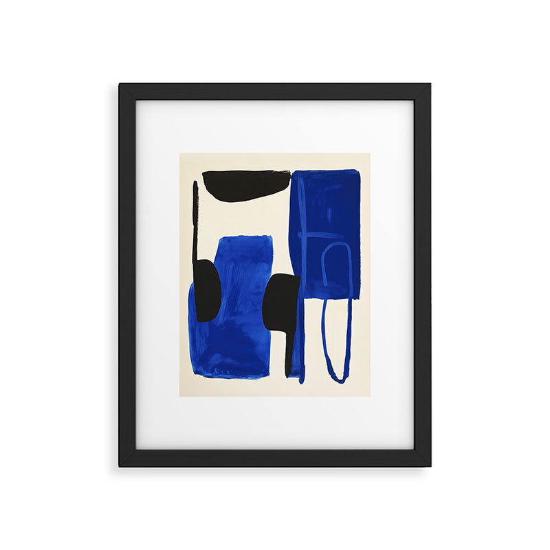 Abstract Blue Brushstrokes Minimalist Painting Framed Art Print Gallery Image 5