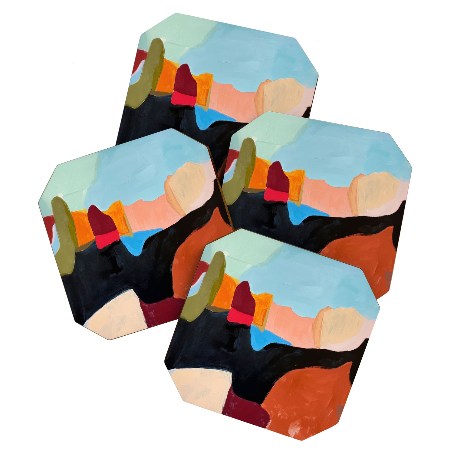 Abstract Desert Art Print in Bold Earth Tones Coaster Gallery Image 1