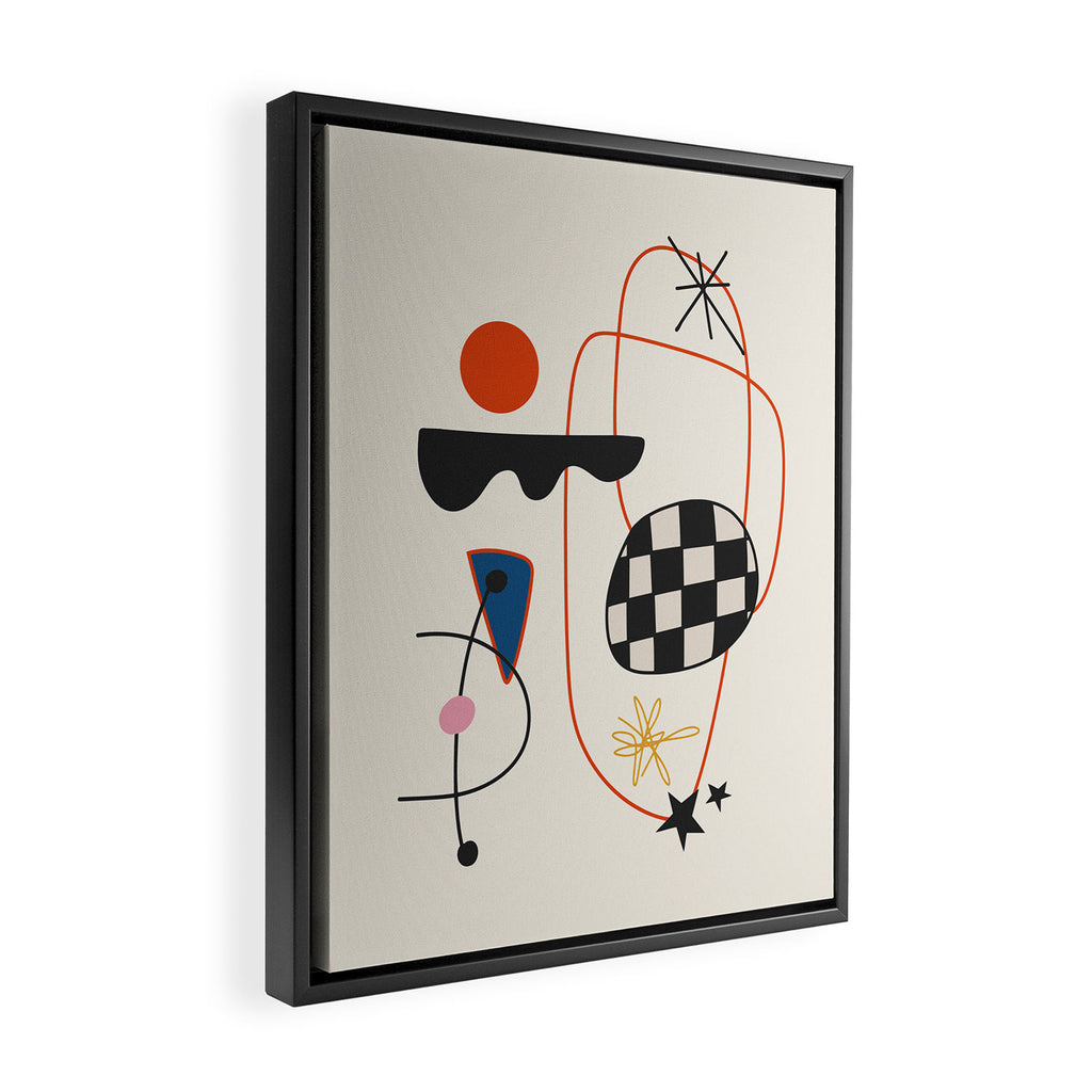 Abstract Eclectic Colorful Joan Mirò Inspired 2 Framed Canvas Print Gallery Image 2