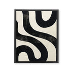 Abstract Minimalist Wavy Brushstrokes Black and White Print Framed Canvas Print Gallery Image 8