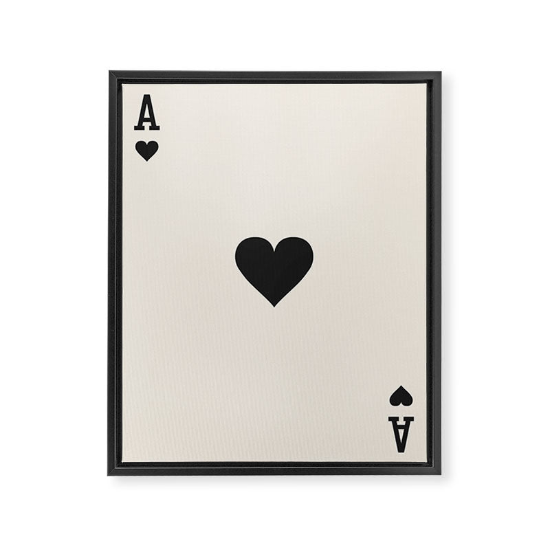Ace of Hearts Black and White Framed Canvas Print Gallery Image 6